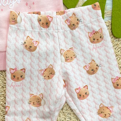 Conj. Casaco de Moletom Little Princess e Calça Legging - Rosa